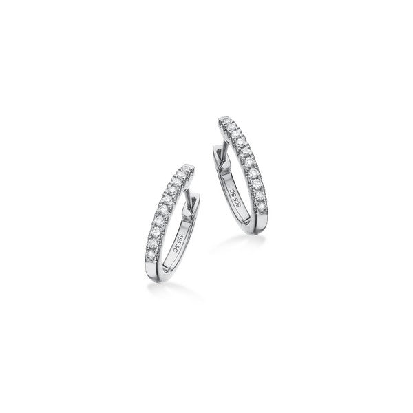 Creoler i 14 kt hvidguld med 0,12 ct diamanter fra Scrouples Dazzling-serie – elegante og tidløse øreringe.
